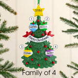 Personalised Family Christmas Xmas Tree Decoration Ornament - Green Tree Family - christmas house