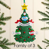 Personalised Family Christmas Xmas Tree Decoration Ornament - Green Tree Family - christmas house