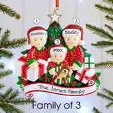 Personalised Family Christmas Xmas Tree Decoration Ornament - Opening Presents Family - christmas house