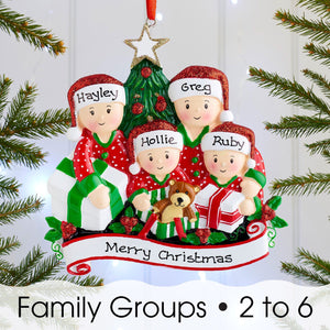 Personalised Family Christmas Xmas Tree Decoration Ornament - Opening Presents Family - christmas house